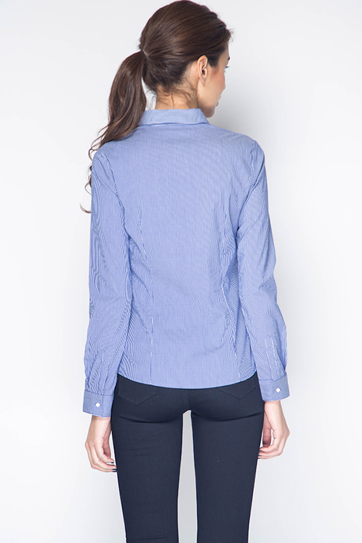 Фото товара 8297, женская рубашка в синюю полоску