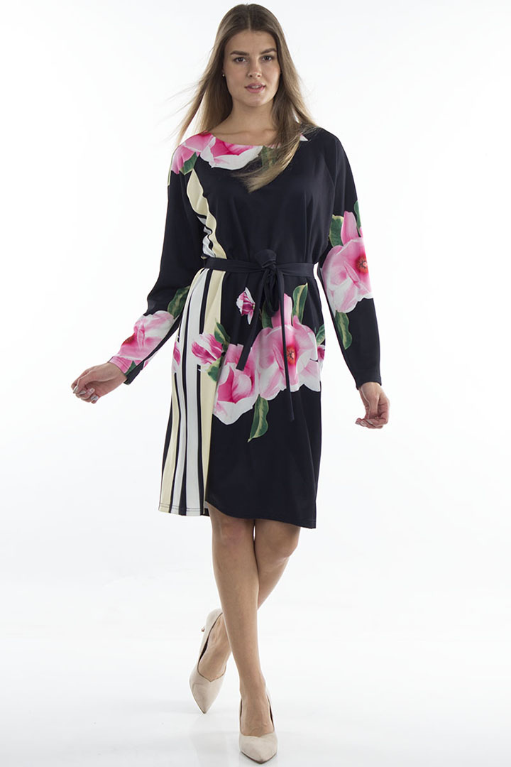 Фото товара 18678, черное платье с цветами